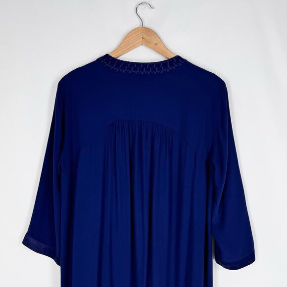 Johnny Was CALME Womens Embroidered Shift Dress Small Navy Blue - Picture 7 of 12
